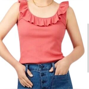 J. Crew Pinkish-Orange Ruffled Tank Top